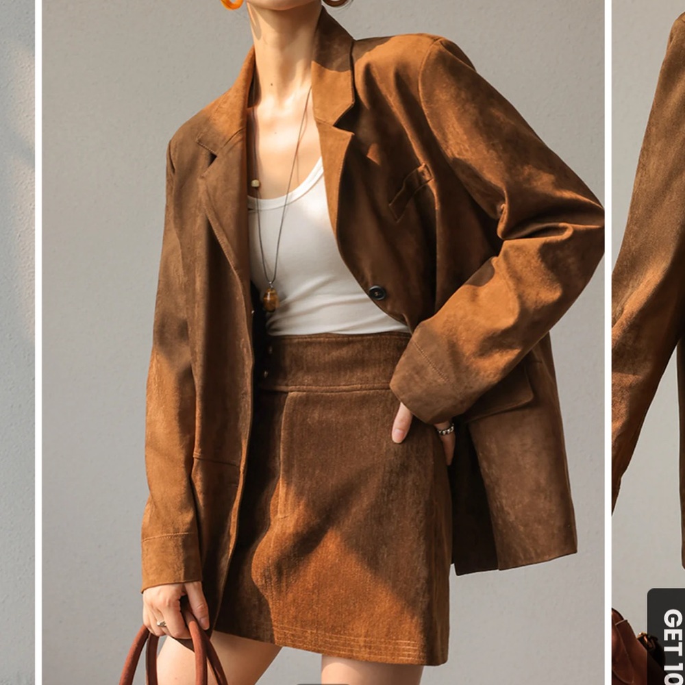 Brown Suede Blazer for Women - Picture 2 of 10